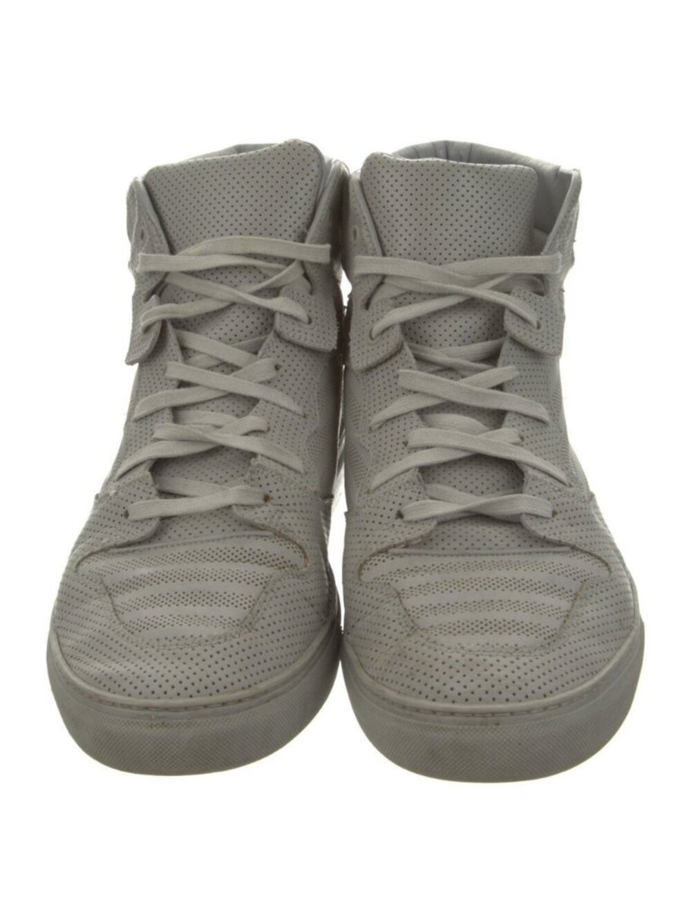 Balenciaga Mens Perforated High Top Leather Sneakers Grey EU 47 US 14